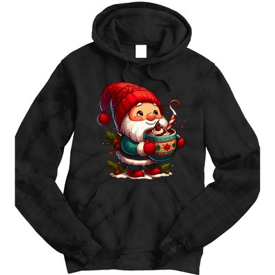 Funny Coffee Gnome Christmas Cute Hot Chocolate Gnome Tie Dye Hoodie