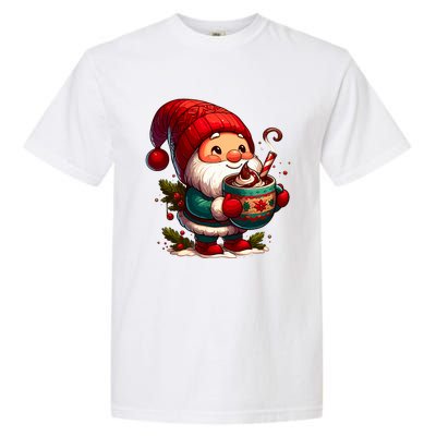 Funny Coffee Gnome Christmas Cute Hot Chocolate Gnome Garment-Dyed Heavyweight T-Shirt