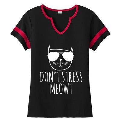 Funny Cat Great Gift Don't Stress Meowt Cute Cat Lover Gift Ladies Halftime Notch Neck Tee