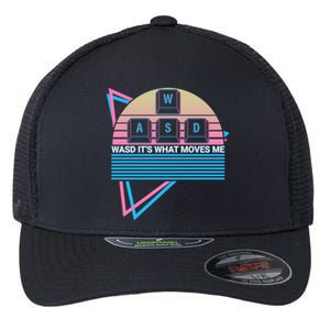 Funny Computer Gamer Gaming Retro Wasd Its What Moves Me Great Gift Flexfit Unipanel Trucker Cap