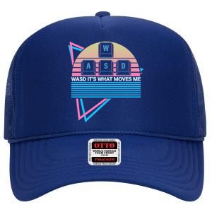 Funny Computer Gamer Gaming Retro Wasd Its What Moves Me Great Gift High Crown Mesh Back Trucker Hat