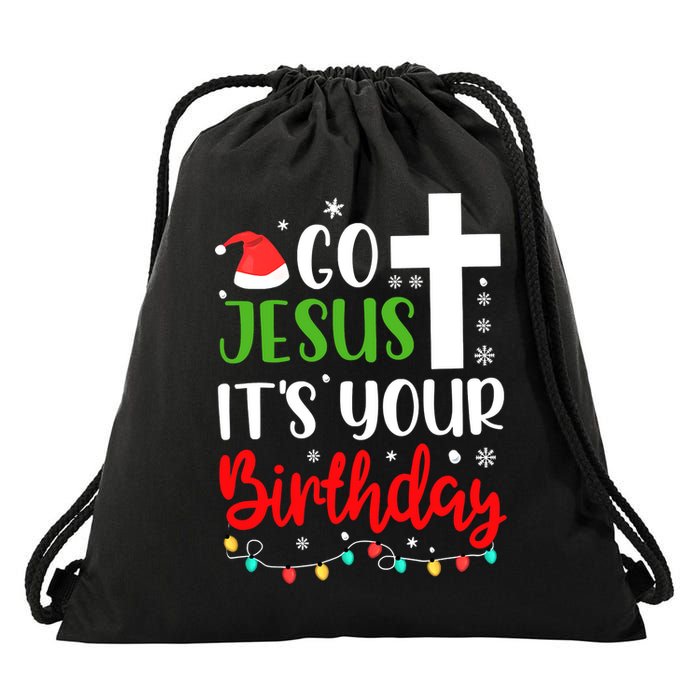 Funny Christian Go Jesus It's Your Birthday Christmas Drawstring Bag