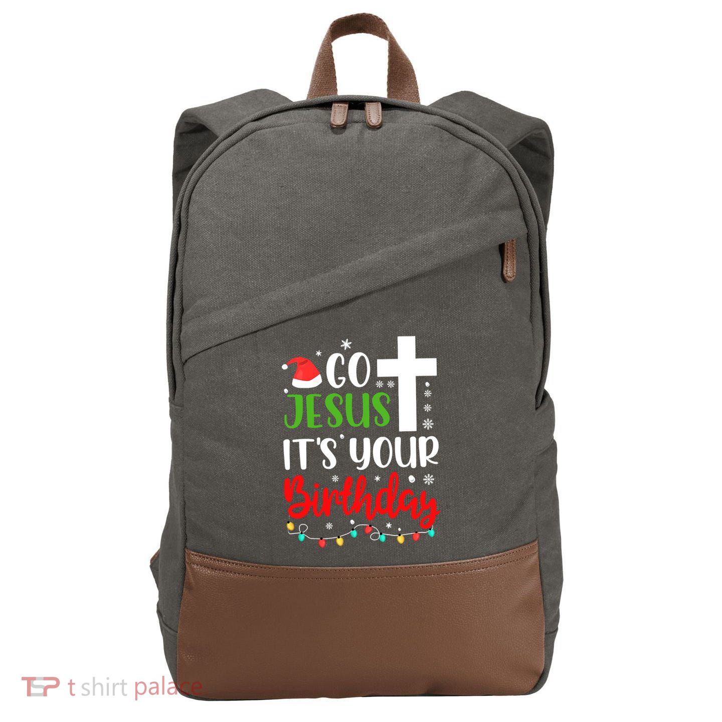 Funny Christian Go Jesus It's Your Birthday Christmas Cotton Canvas Backpack