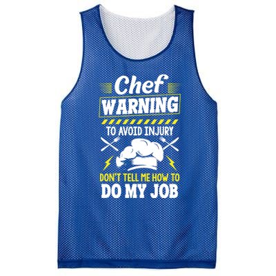 Funny Chef Gift Warning To Avoid Injury Gift Mesh Reversible Basketball Jersey Tank