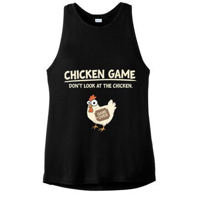 Funny Chicken Game DonT Look Design Ladies PosiCharge Tri-Blend Wicking Tank