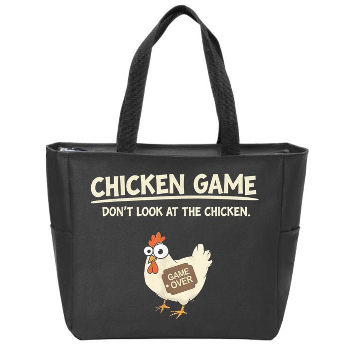 Funny Chicken Game DonT Look Design Zip Tote Bag