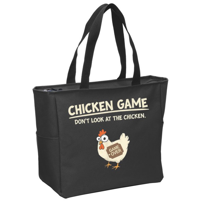 Funny Chicken Game DonT Look Design Zip Tote Bag