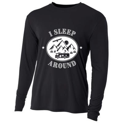Funny Campervan Gift I Sleep Around Motorhome Husband Gift Cooling Performance Long Sleeve Crew