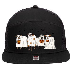 Funny Cow Ghost Halloween Farmer Trick Or Treat Cow Lover Gift 7 Panel Mesh Trucker Snapback Hat