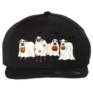 Funny Cow Ghost Halloween Farmer Trick Or Treat Cow Lover Gift Wool Snapback Cap