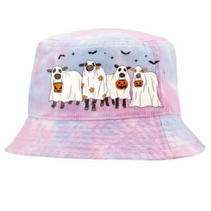 Funny Cow Ghost Halloween Farmer Trick Or Treat Cow Lover Gift Tie-Dyed Bucket Hat