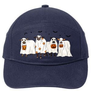 Funny Cow Ghost Halloween Farmer Trick Or Treat Cow Lover Gift 7-Panel Snapback Hat