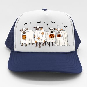 Funny Cow Ghost Halloween Farmer Trick Or Treat Cow Lover Gift Trucker Hat