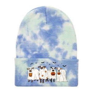 Funny Cow Ghost Halloween Farmer Trick Or Treat Cow Lover Gift Tie Dye 12in Knit Beanie