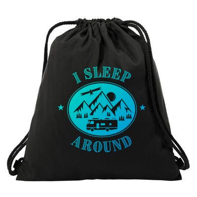 Funny Campervan Gift I Sleep Around Motorhome Husband Gift Drawstring Bag