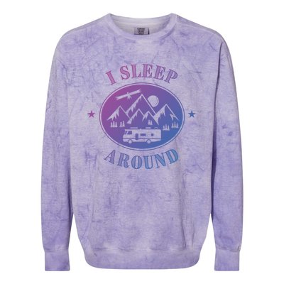 Funny Campervan Gift I Sleep Around Motorhome Husband Gift Colorblast Crewneck Sweatshirt