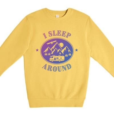 Funny Campervan Gift I Sleep Around Motorhome Husband Gift Premium Crewneck Sweatshirt