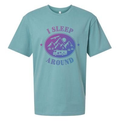 Funny Campervan Gift I Sleep Around Motorhome Husband Gift Sueded Cloud Jersey T-Shirt