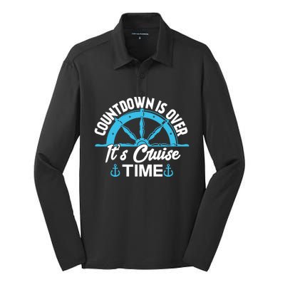 Funny Cruise Gift Countdown Its Cruise Time Cruising Lover Gift Silk Touch Performance Long Sleeve Polo