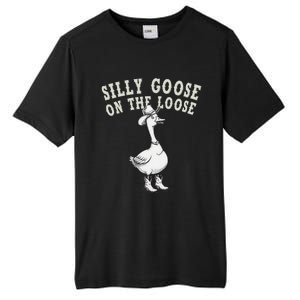 Funny Cute Goose Cowboy Goose Lover Silly Goose On The Loose Tall Fusion ChromaSoft Performance T-Shirt