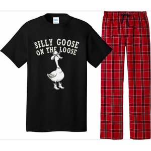 Funny Cute Goose Cowboy Goose Lover Silly Goose On The Loose Pajama Set