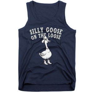 Funny Cute Goose Cowboy Goose Lover Silly Goose On The Loose Tank Top