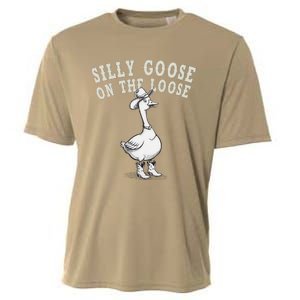 Funny Cute Goose Cowboy Goose Lover Silly Goose On The Loose Cooling Performance Crew T-Shirt