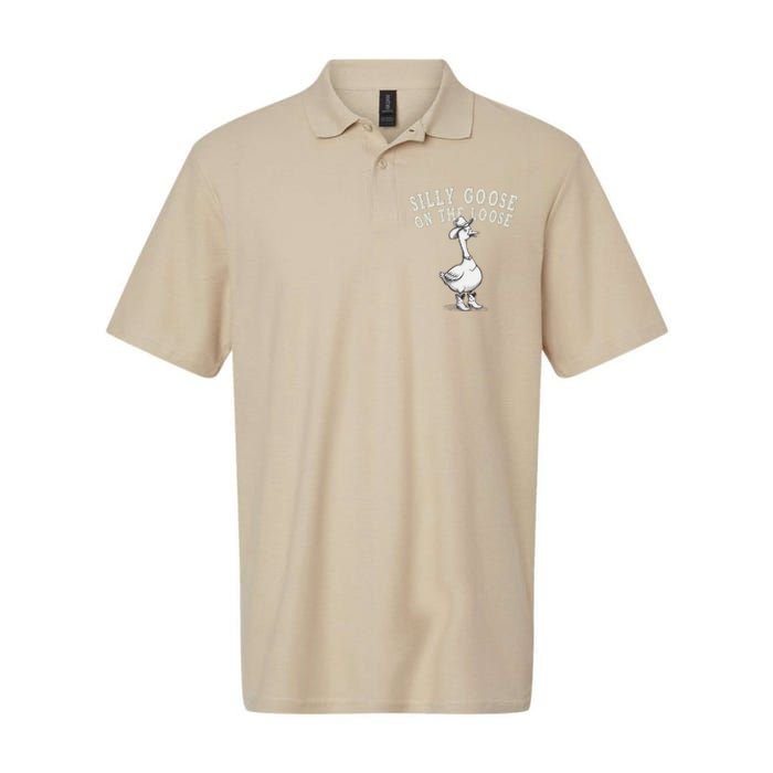 Funny Cute Goose Cowboy Goose Lover Silly Goose On The Loose Softstyle Adult Sport Polo