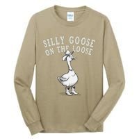 Funny Cute Goose Cowboy Goose Lover Silly Goose On The Loose Tall Long Sleeve T-Shirt