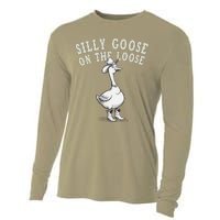 Funny Cute Goose Cowboy Goose Lover Silly Goose On The Loose Cooling Performance Long Sleeve Crew