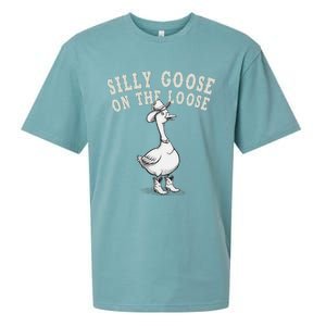 Funny Cute Goose Cowboy Goose Lover Silly Goose On The Loose Sueded Cloud Jersey T-Shirt