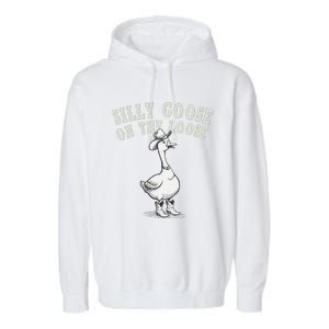 Funny Cute Goose Cowboy Goose Lover Silly Goose On The Loose Garment-Dyed Fleece Hoodie