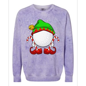 Funny Christmas Golf Ball Elf Cute Xmas Candy Cane Colorblast Crewneck Sweatshirt