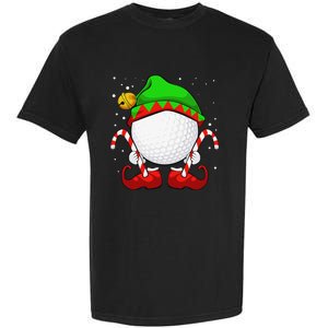 Funny Christmas Golf Ball Elf Cute Xmas Candy Cane Garment-Dyed Heavyweight T-Shirt