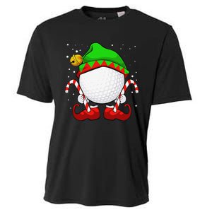 Funny Christmas Golf Ball Elf Cute Xmas Candy Cane Cooling Performance Crew T-Shirt