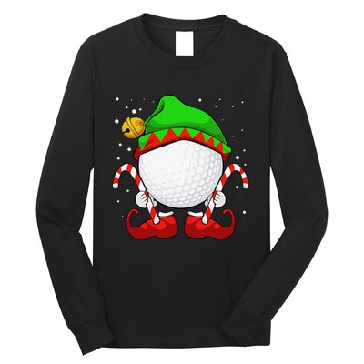 Funny Christmas Golf Ball Elf Cute Xmas Candy Cane Long Sleeve Shirt