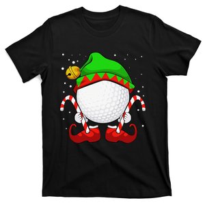 Funny Christmas Golf Ball Elf Cute Xmas Candy Cane T-Shirt