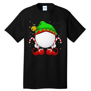 Funny Christmas Golf Ball Elf Cute Xmas Candy Cane Tall T-Shirt