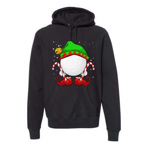 Funny Christmas Golf Ball Elf Cute Xmas Candy Cane Premium Hoodie