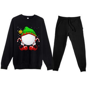 Funny Christmas Golf Ball Elf Cute Xmas Candy Cane Premium Crewneck Sweatsuit Set