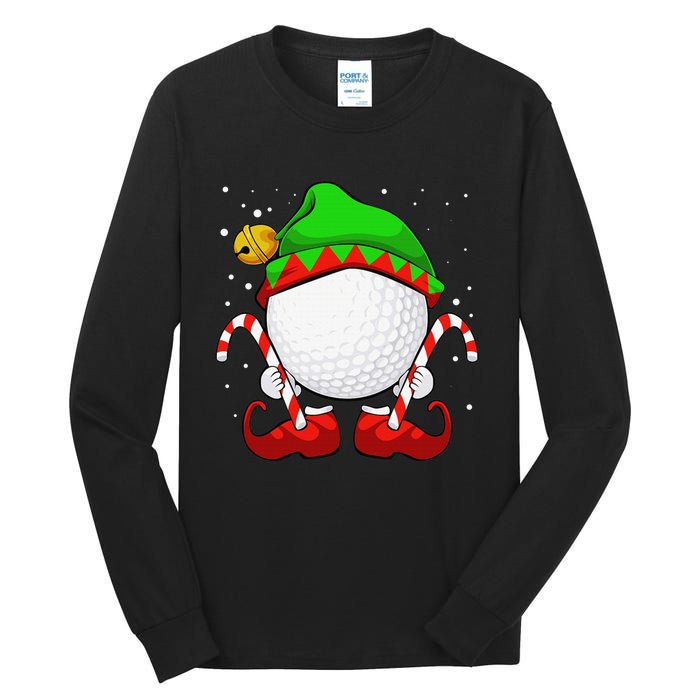 Funny Christmas Golf Ball Elf Cute Xmas Candy Cane Tall Long Sleeve T-Shirt