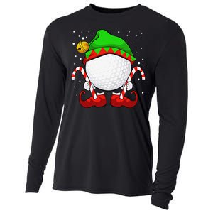 Funny Christmas Golf Ball Elf Cute Xmas Candy Cane Cooling Performance Long Sleeve Crew