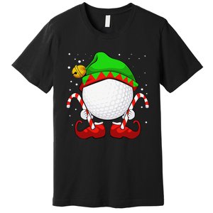 Funny Christmas Golf Ball Elf Cute Xmas Candy Cane Premium T-Shirt