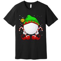 Funny Christmas Golf Ball Elf Cute Xmas Candy Cane Premium T-Shirt