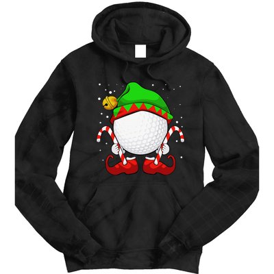 Funny Christmas Golf Ball Elf Cute Xmas Candy Cane Tie Dye Hoodie