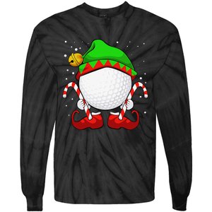 Funny Christmas Golf Ball Elf Cute Xmas Candy Cane Tie-Dye Long Sleeve Shirt