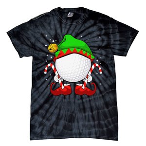 Funny Christmas Golf Ball Elf Cute Xmas Candy Cane Tie-Dye T-Shirt