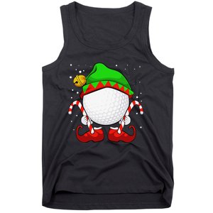 Funny Christmas Golf Ball Elf Cute Xmas Candy Cane Tank Top