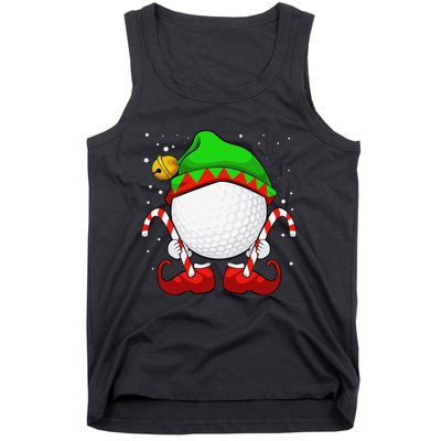 Funny Christmas Golf Ball Elf Cute Xmas Candy Cane Tank Top