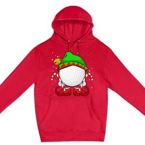 Funny Christmas Golf Ball Elf Cute Xmas Candy Cane Premium Pullover Hoodie